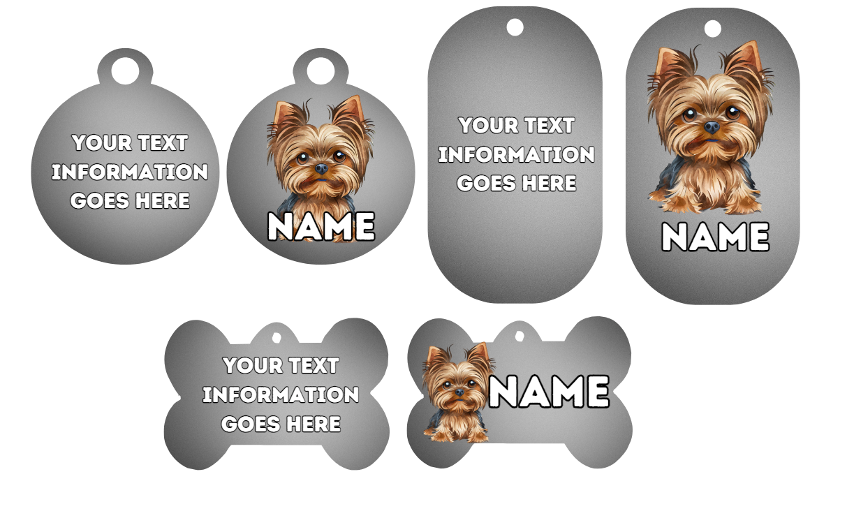 YORKSHIRE TERRIER  Dog Personalised Your Own Photo Round Dog Bone, Military Tag