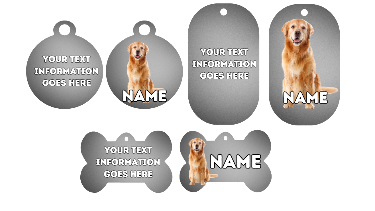 GOLDEN RETRIEVER Dog Pet Personalise Own Photo Round, Bone, Military Tag