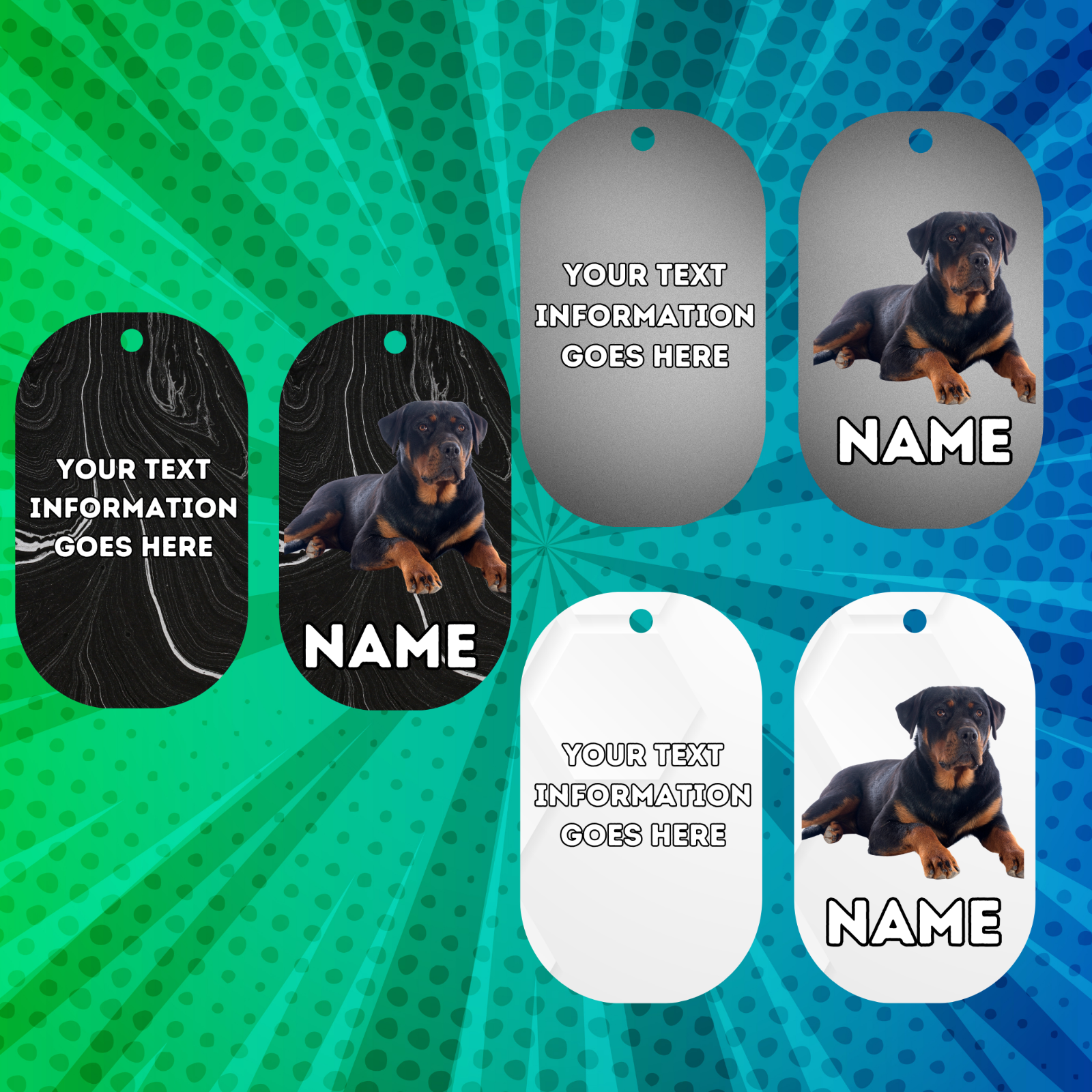 ROTTWEILER  Dog Personalised Your Own Photo Round Dog Bone, Military Tag