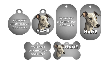 GREYHOUND Dog Pet Personalise Own Photo Round, Bone, Military Tag