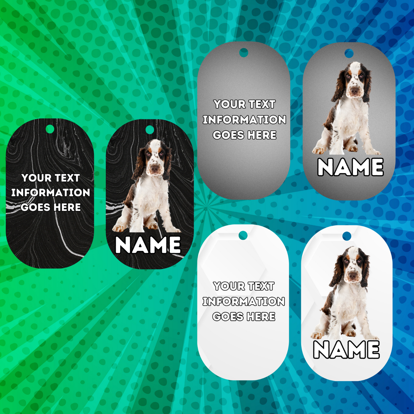 COCKER SPANIEL Dog Pet Personalised Your Own Photo Military Style Tag