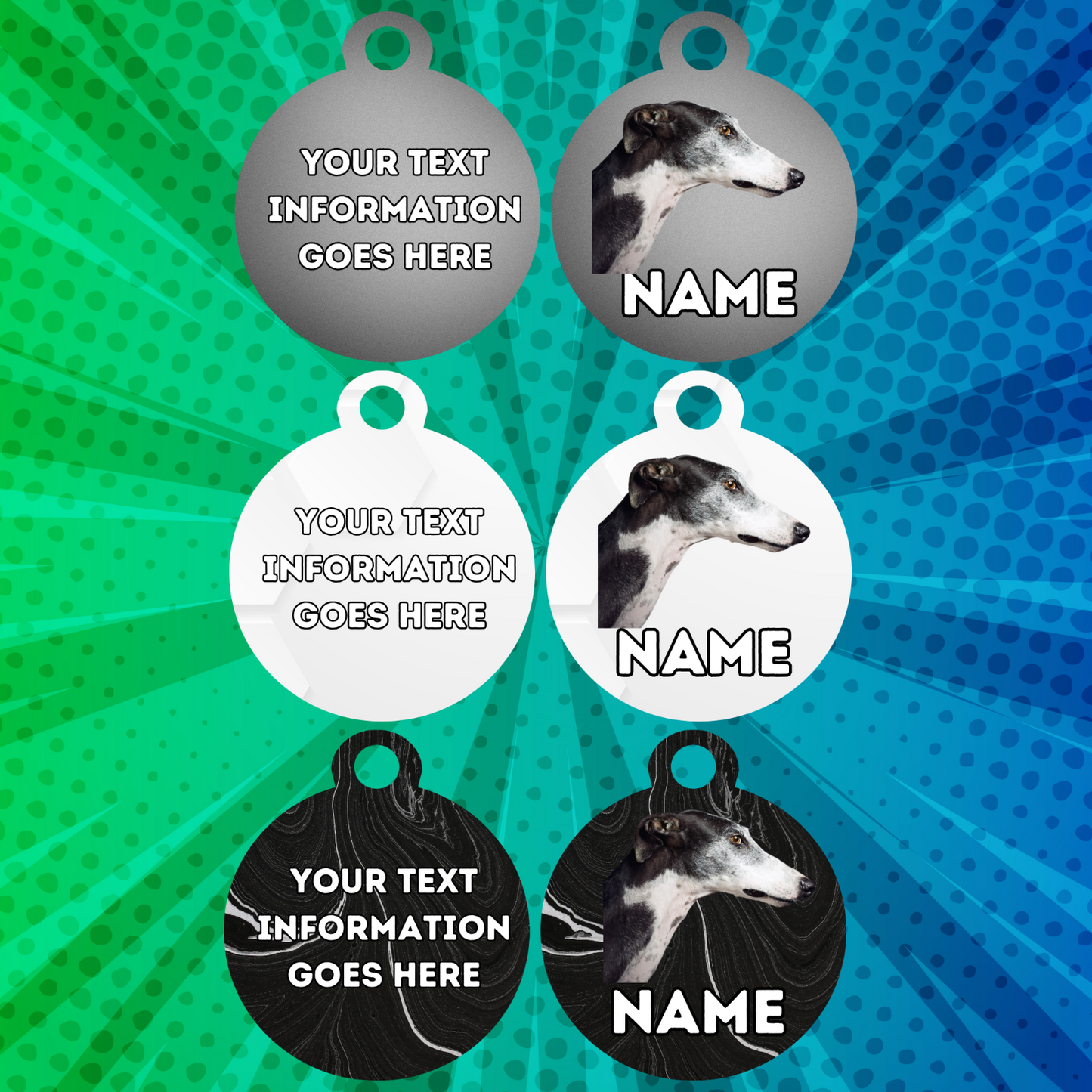 GREYHOUND Dog Pet Personalised Your Own Photo Rounded