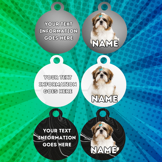 SHIH TZU Fold Tag Pet Personalised Your Own Photo Rounded