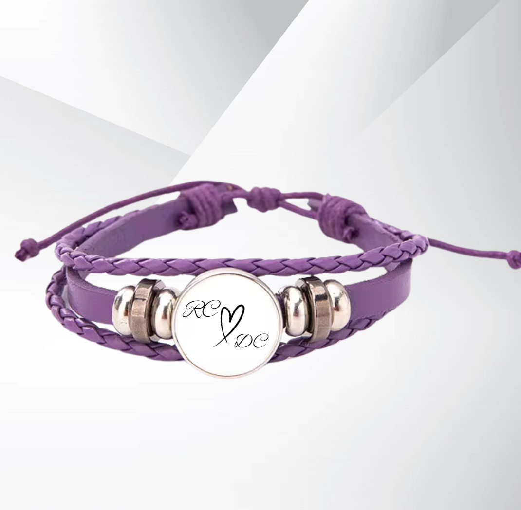 Personalized Valentines Gift For Her Bracelet Leather Rope Circle PURPLE