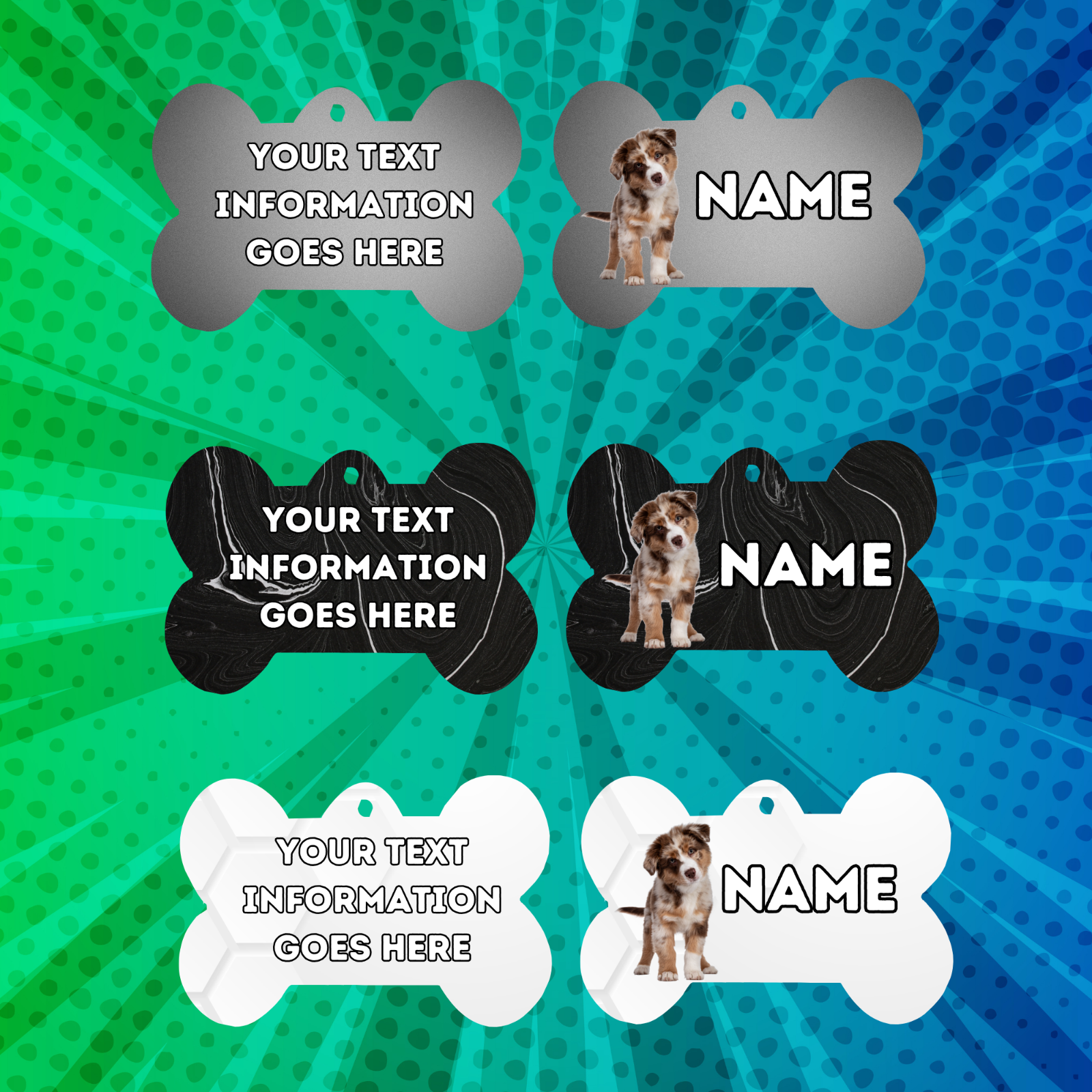 AUSTRILIAN SHEPPARD TAG Dog Pet Personalised Your Own Photo bone style tag