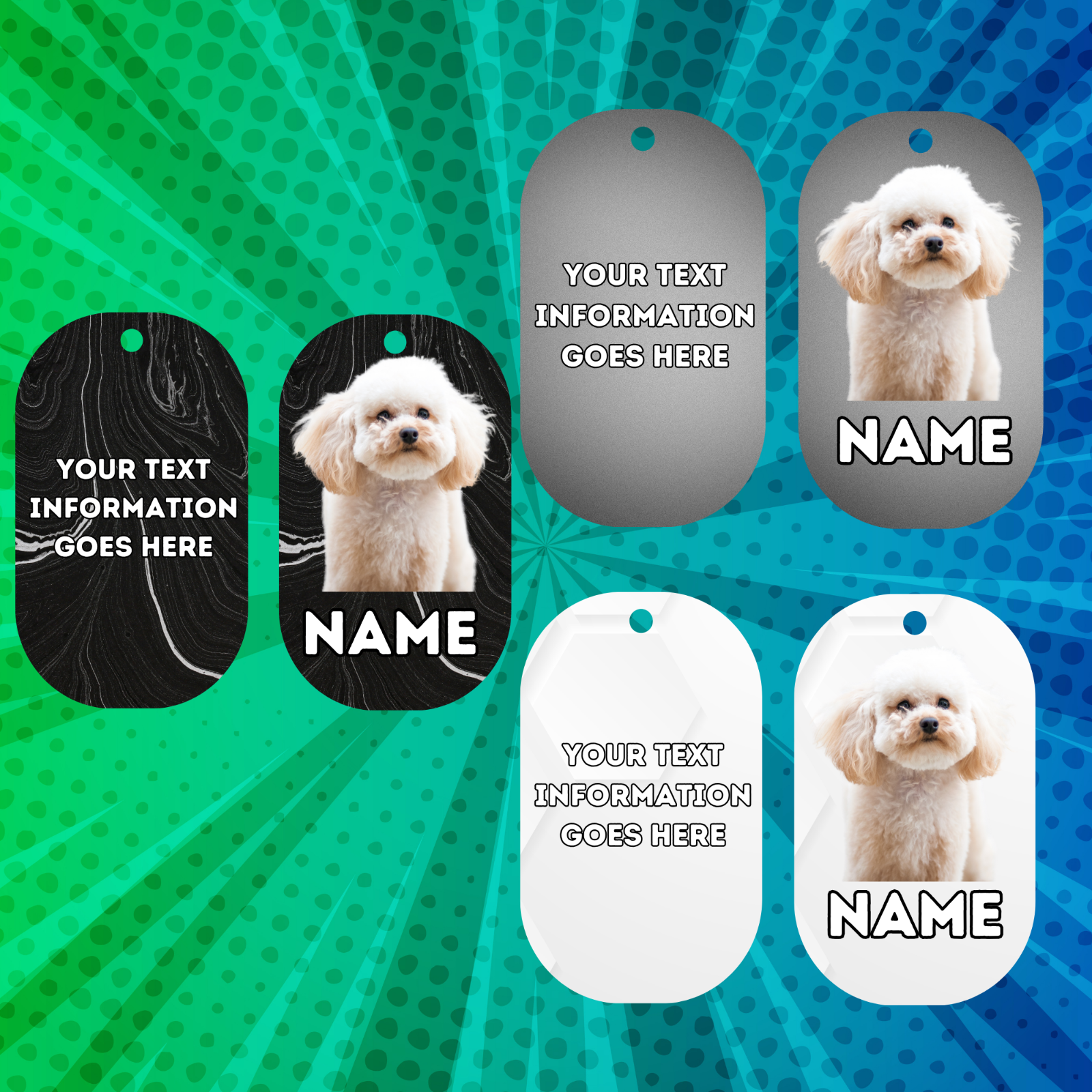 TOY POODLE  Dog Personalised Your Own Photo Round Dog Bone, Military Tag