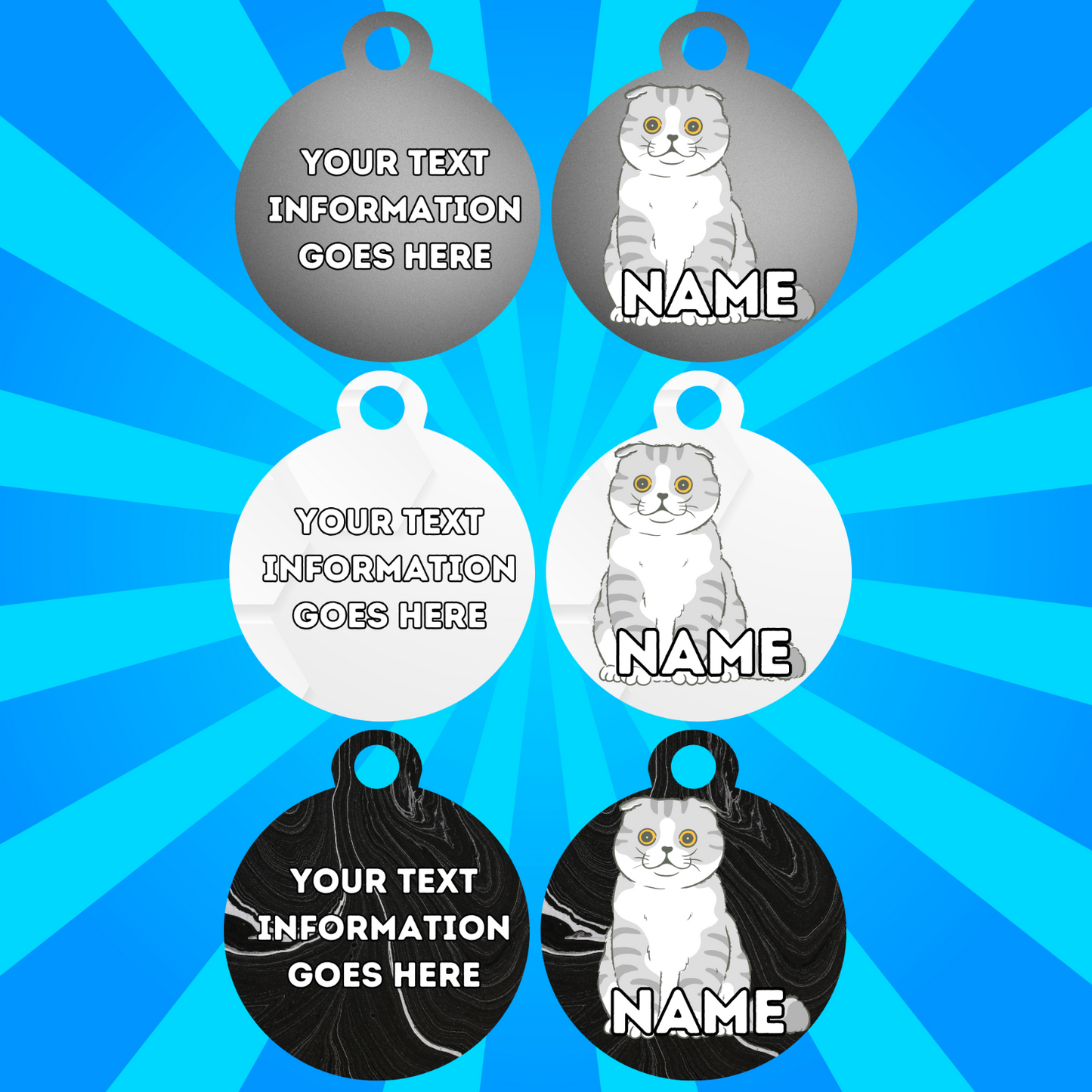 SCOTTISH FOLD  CAT Tag Pet Personalised Your Own Photo Rounded