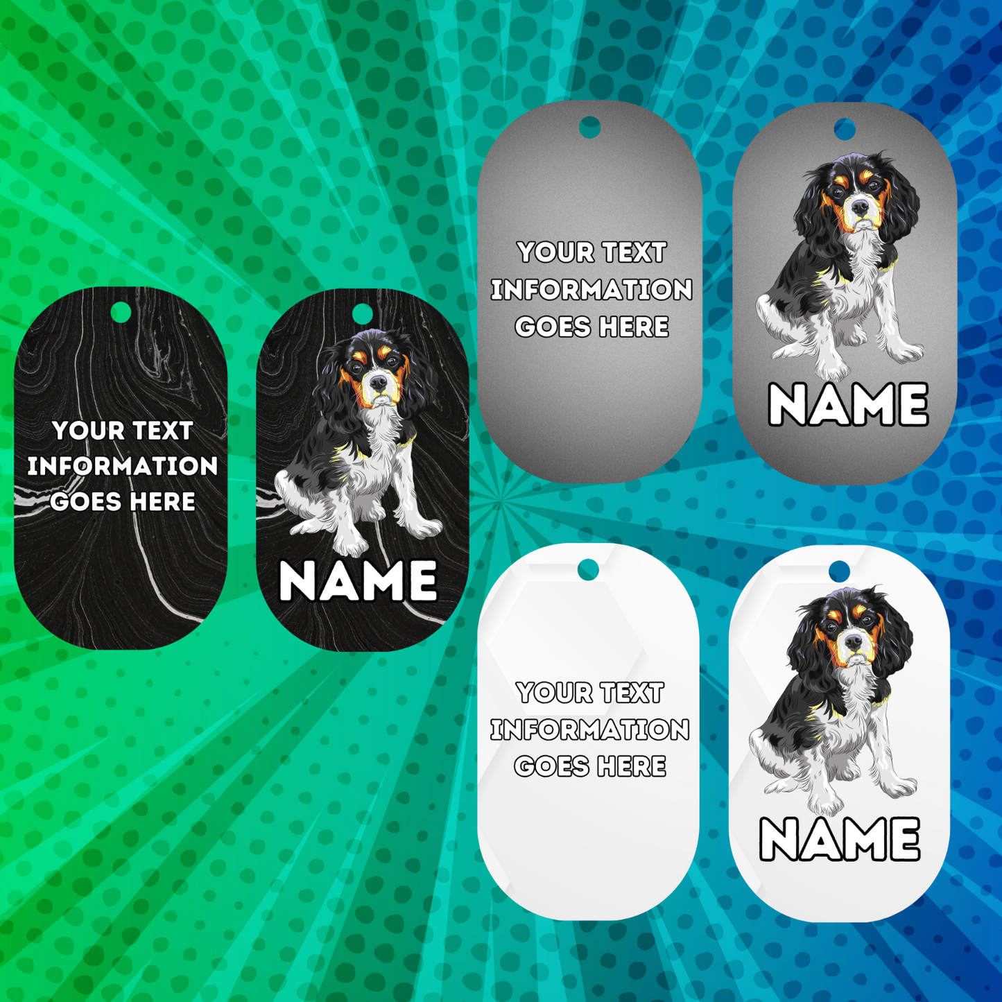 KING CHARLES CAVALIER Dog Pet Personalised Your Own Photo Military Style Tag