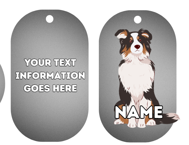 AUSTRILIAN SHEPPARD TAG Dog Pet Personalise Own Photo Round, Bone, Military Tag