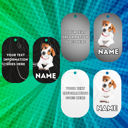 JACK RUSSELL Dog Pet Personalised Your Own Photo Military Style Tag