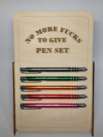 NO MORE FUC*S funny quotes pen set, gift set, funny, Christmas, office, business