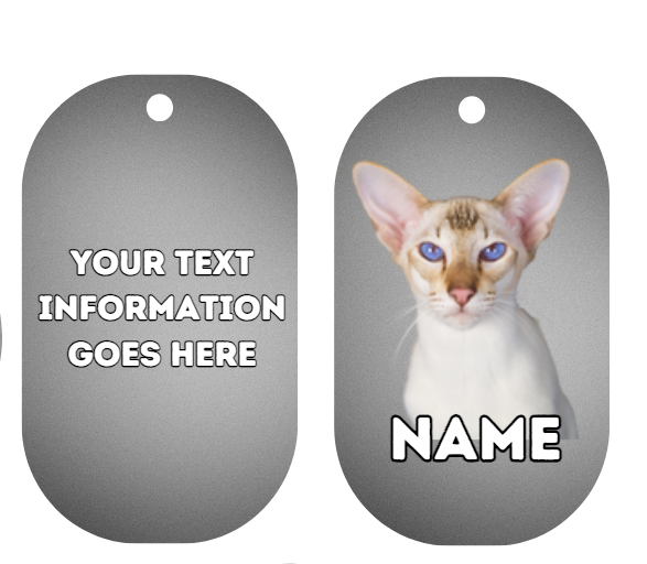 ORIENTAL SHORTHAIR Cat Pet Personalised Own Photo Round, Dog Bone, Military Tag