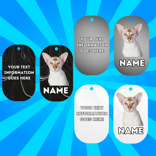 ORIENTAL SHORTHAIR Cat Pet Personalised Own Photo Round, Dog Bone, Military Tag