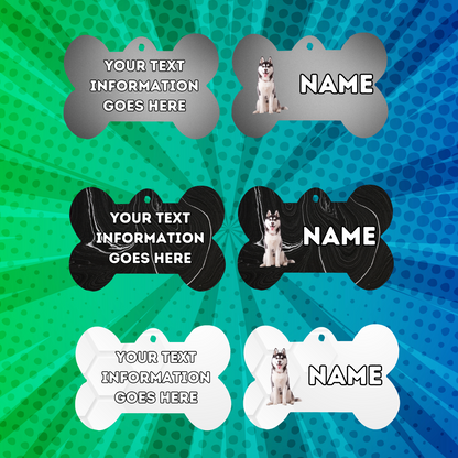 SIBERIAN HUSKY  Dog Personalised Your Own Photo Round Dog Bone, Military Tag