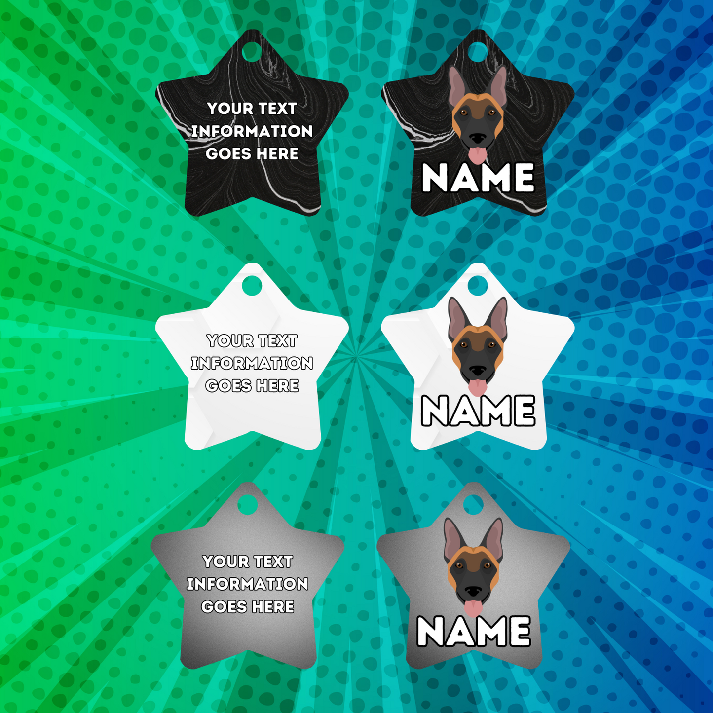 BELGIAN MALINOIS TAG Dog Pet Personalised Your Own Photo STAR Shape Tag