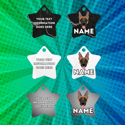 BELGIAN MALINOIS TAG Dog Pet Personalised Your Own Photo STAR Shape Tag