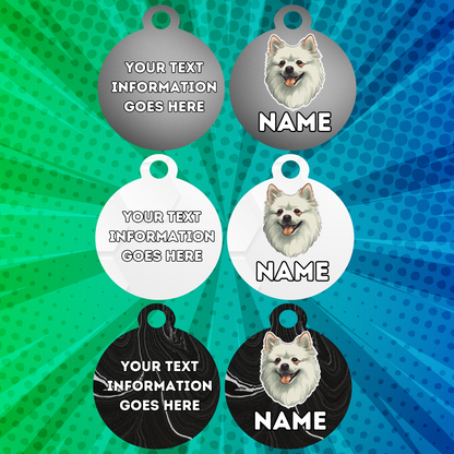 GERMAN SPITZ Dog Pet Personalise Own Photo Round, Bone, Military Tag