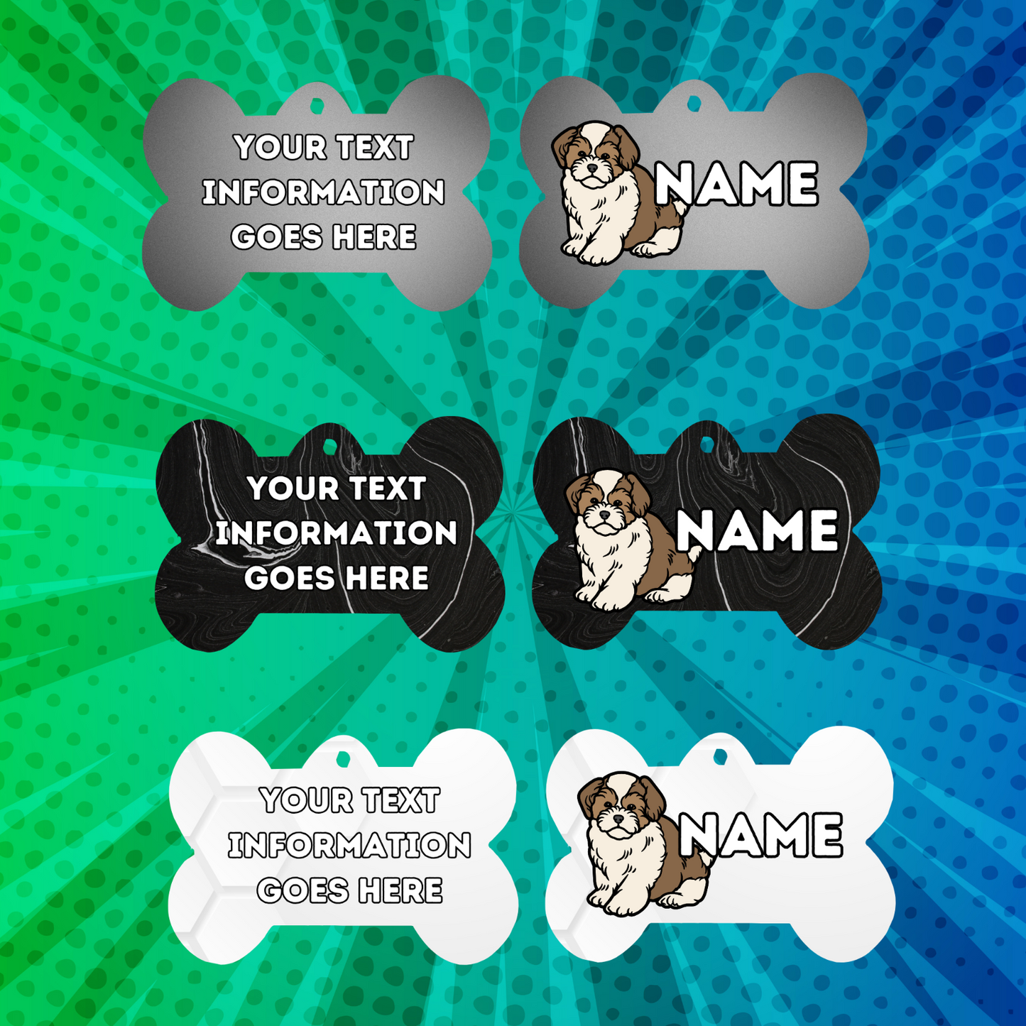 AMERICAN AKITA TAG Dog Pet Personalise Own Photo Round, Dog Bone, Military Tag