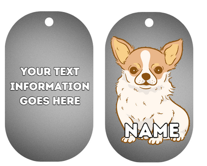 CHIHUAHUA Dog Pet Personalise Own Photo Round, Bone, Military Tag