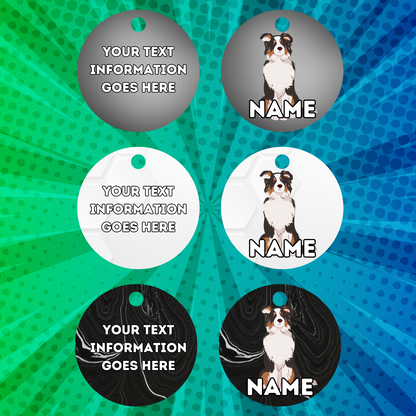 AUSTRILIAN SHEPPARD TAG Dog Pet Personalised Your Own Photo Round