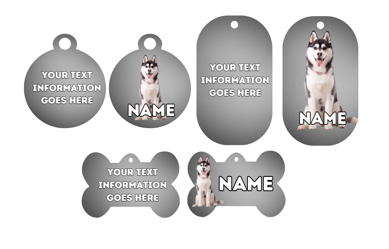 SIBERIAN HUSKY  Dog Personalised Your Own Photo Round Dog Bone, Military Tag