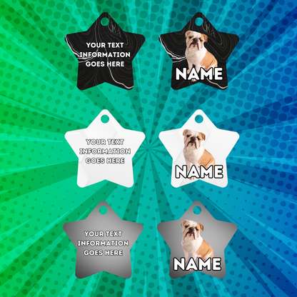 ENGLISH BULLDOG Dog Pet Personalised Your Own Photo STAR Shape Tag