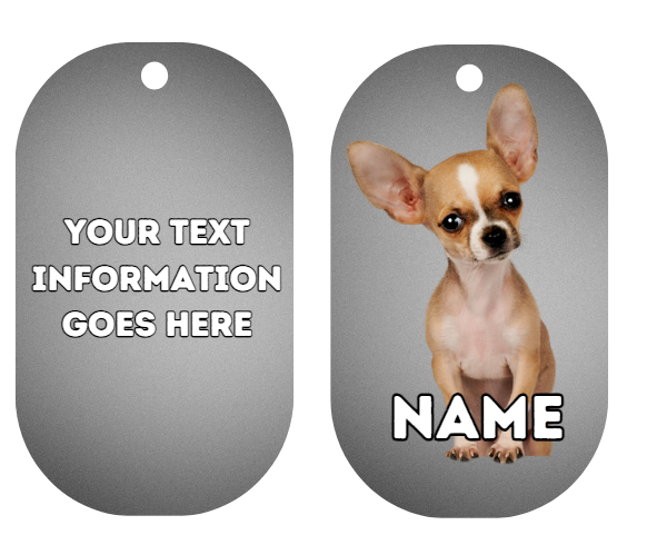 CHIHUAHUA Dog Pet Personalise Own Photo Round, Bone, Military Tag