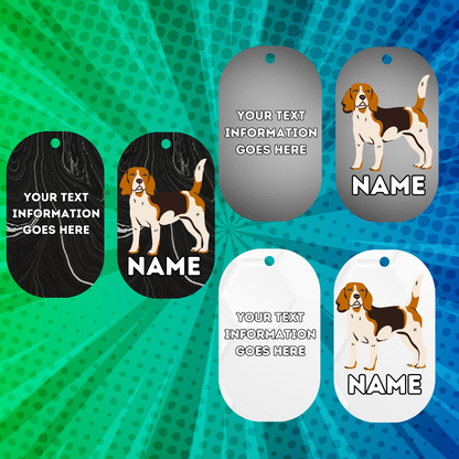 BEAGLE TAG Dog Pet Personalised Your Own Photo Military Style Tag