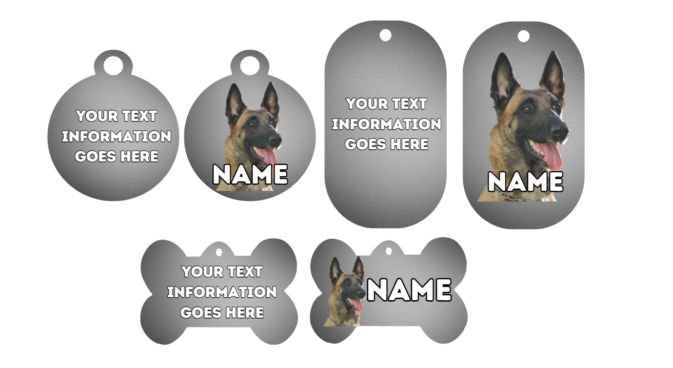 BELGIAN MALINOIS Dog Pet Personalise Own Photo Round, Bone, Military Tag