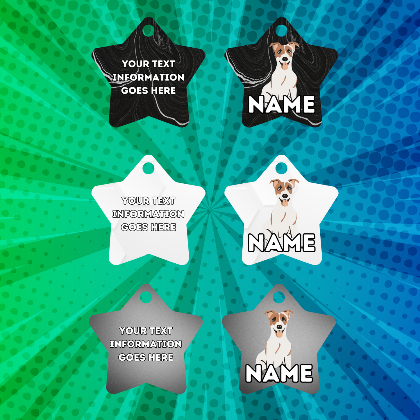 JACK RUSSELL Dog Pet Personalised Your Own Photo STAR Shape Tag