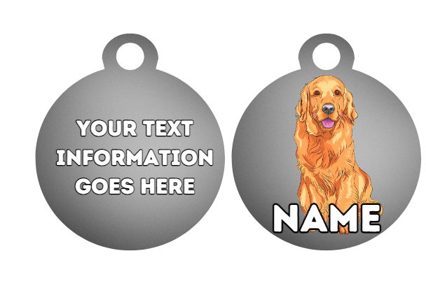 GOLDEN RETRIEVER Dog Pet Personalise Own Photo Round, Bone, Military Tag