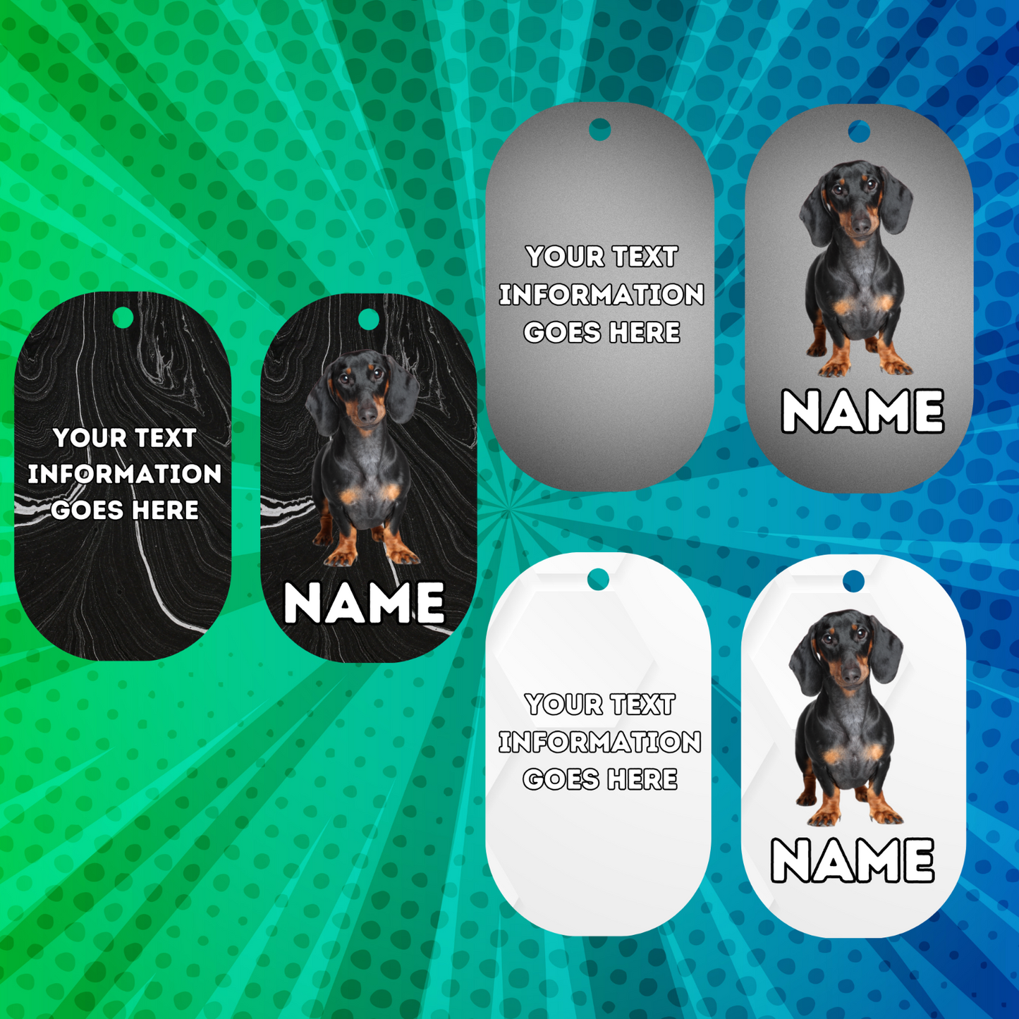 DASHAUND Dog Pet Personalised Your Own Photo Military Style Tag