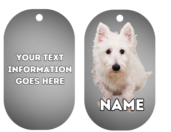 WESTIE  Dog Personalised Your Own Photo Round Dog Bone, Military Tag