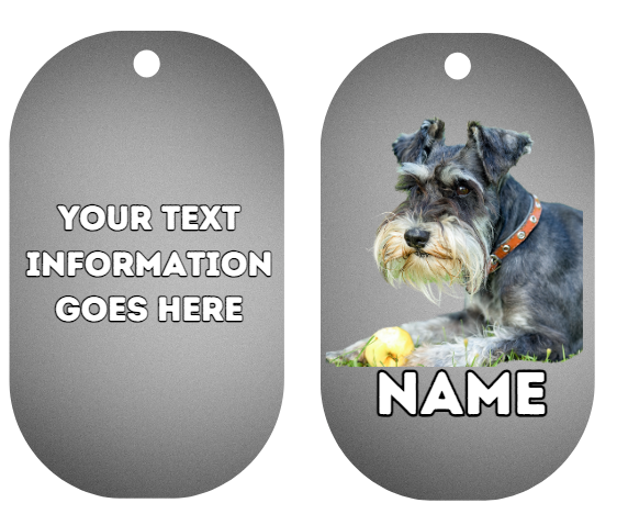 MINIATURE SCHNAUZER Cat Personalised Your Own Photo Round Dog Bone, Military Tag