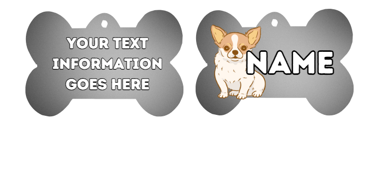 CHIHUAHUA Dog Pet Personalise Own Photo Round, Bone, Military Tag