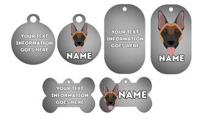 BELGIAN MALINOIS Dog Pet Personalise Own Photo Round, Bone, Military Tag