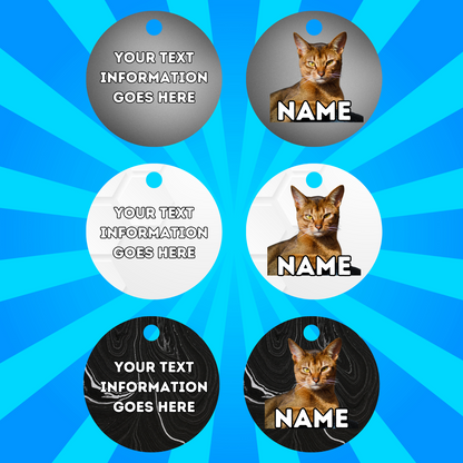 ABYSSINIAN Cat Tag Pet Personalised Your Own Photo Round