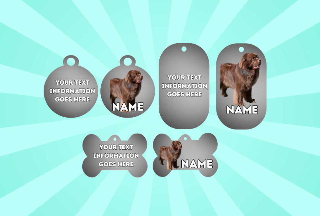 NEWFOUNDLAND Dog Personalised Your Own Photo Round Dog Bone, Military Tag