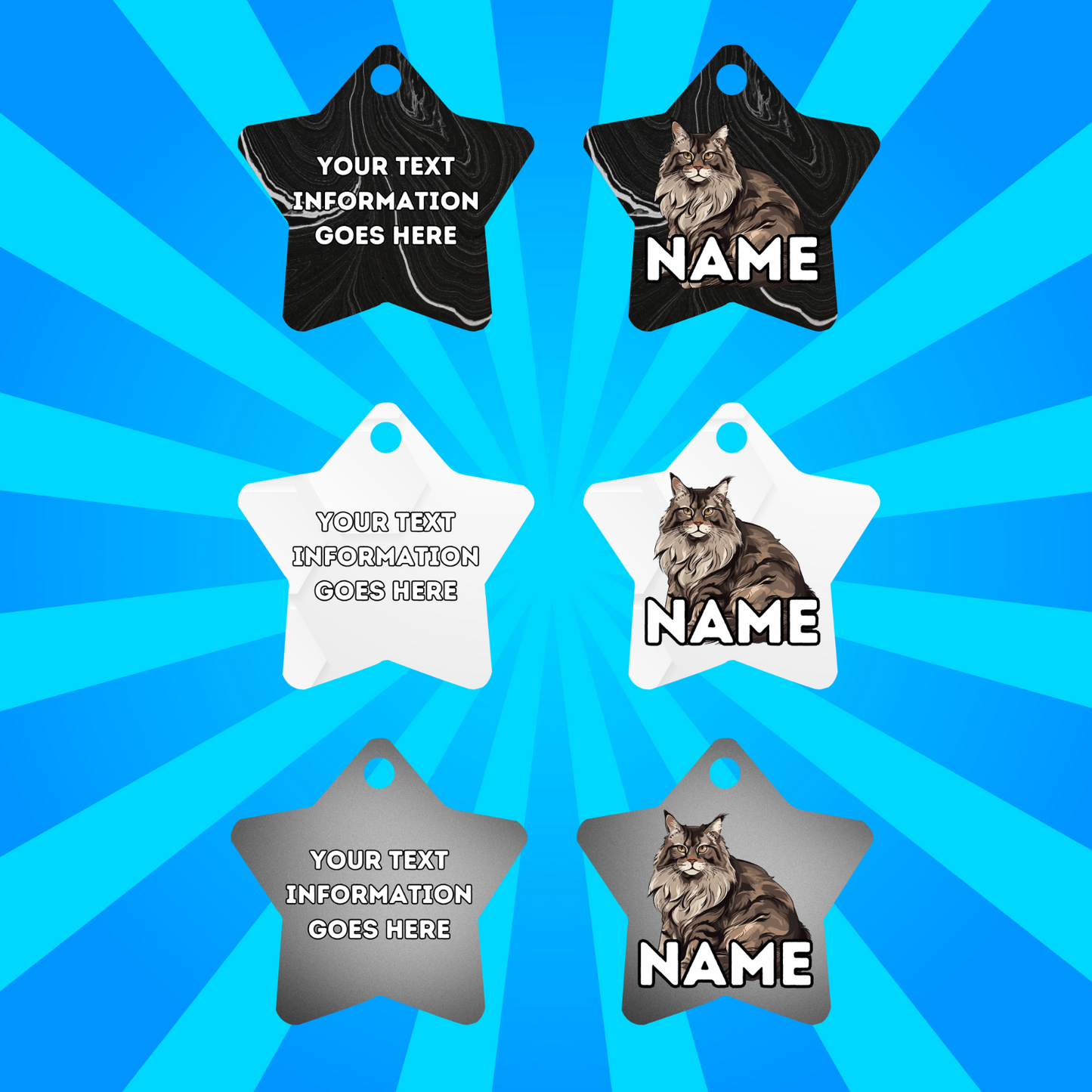 MAINCOON Cat Tag Pet Personalised Your Own Photo STAR Shape Tag