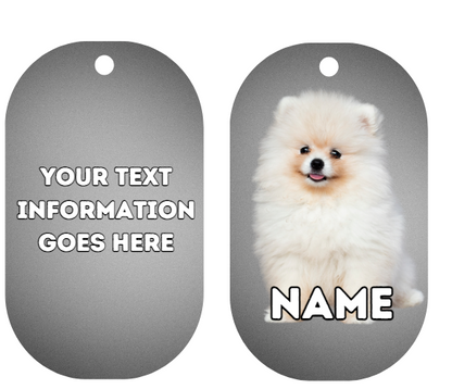 GERMAN SPITZ Dog Pet Personalise Own Photo Round, Bone, Military Tag