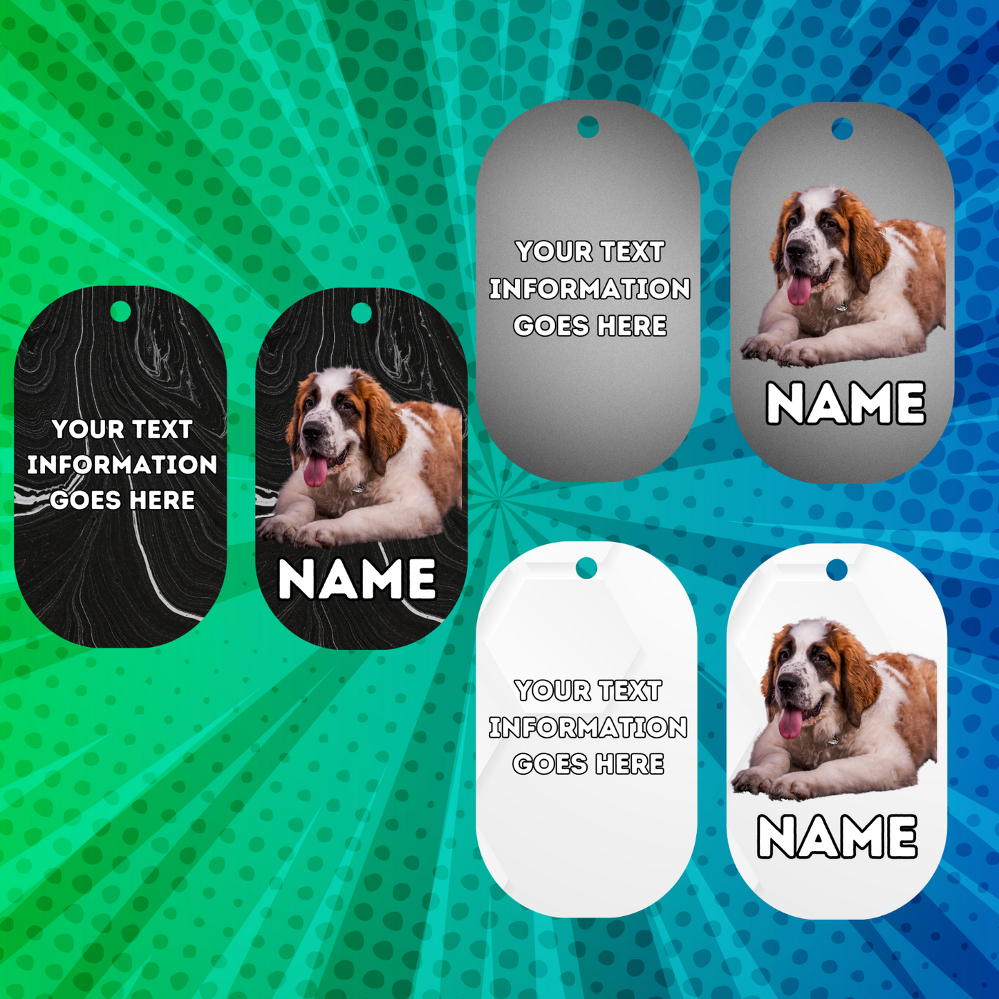 ST. BERNARD Cat Tag Pet Personalised Your Own Photo Military Style Tag