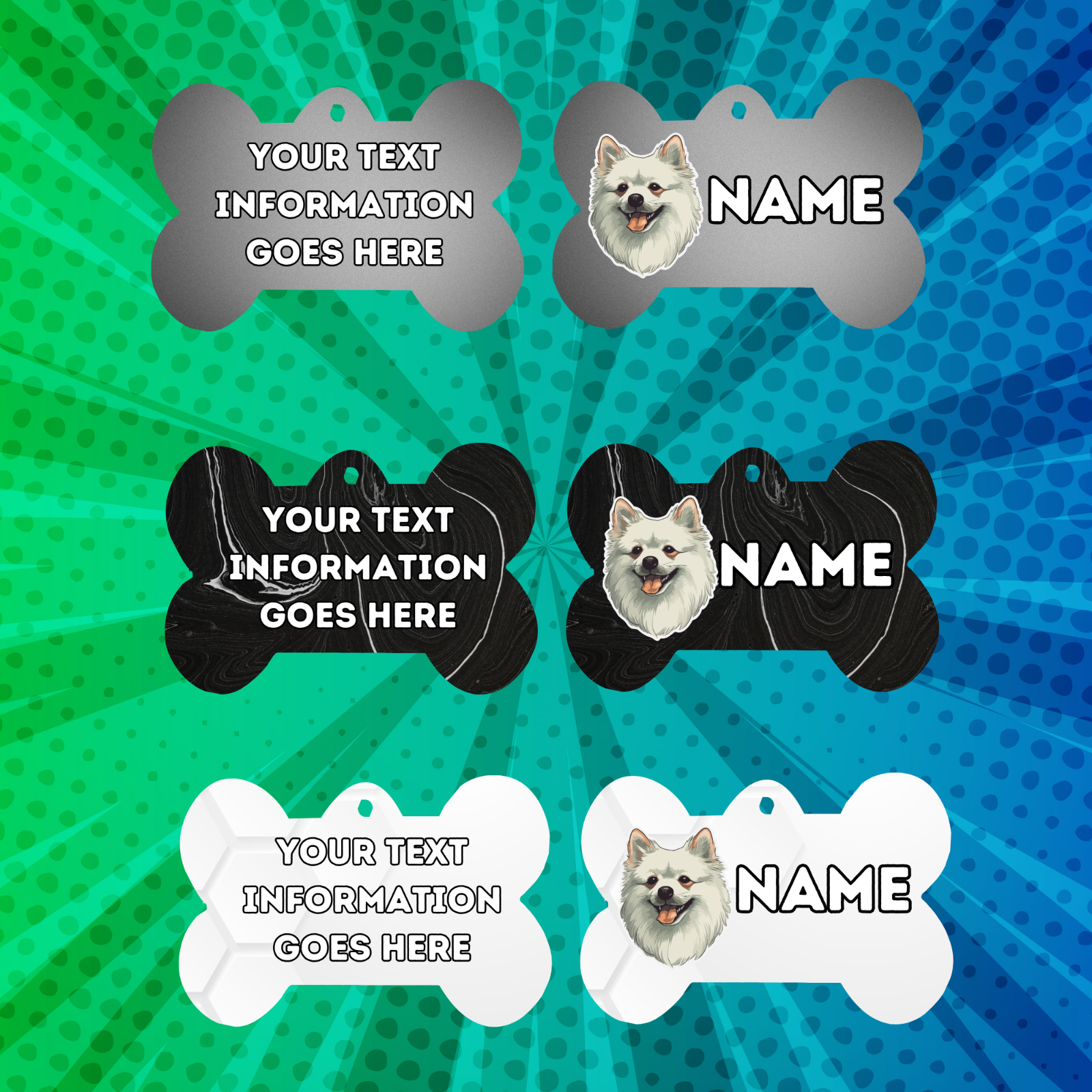 GERMAN SPITZ Dog Pet Personalised Your Own Photo bone style tag