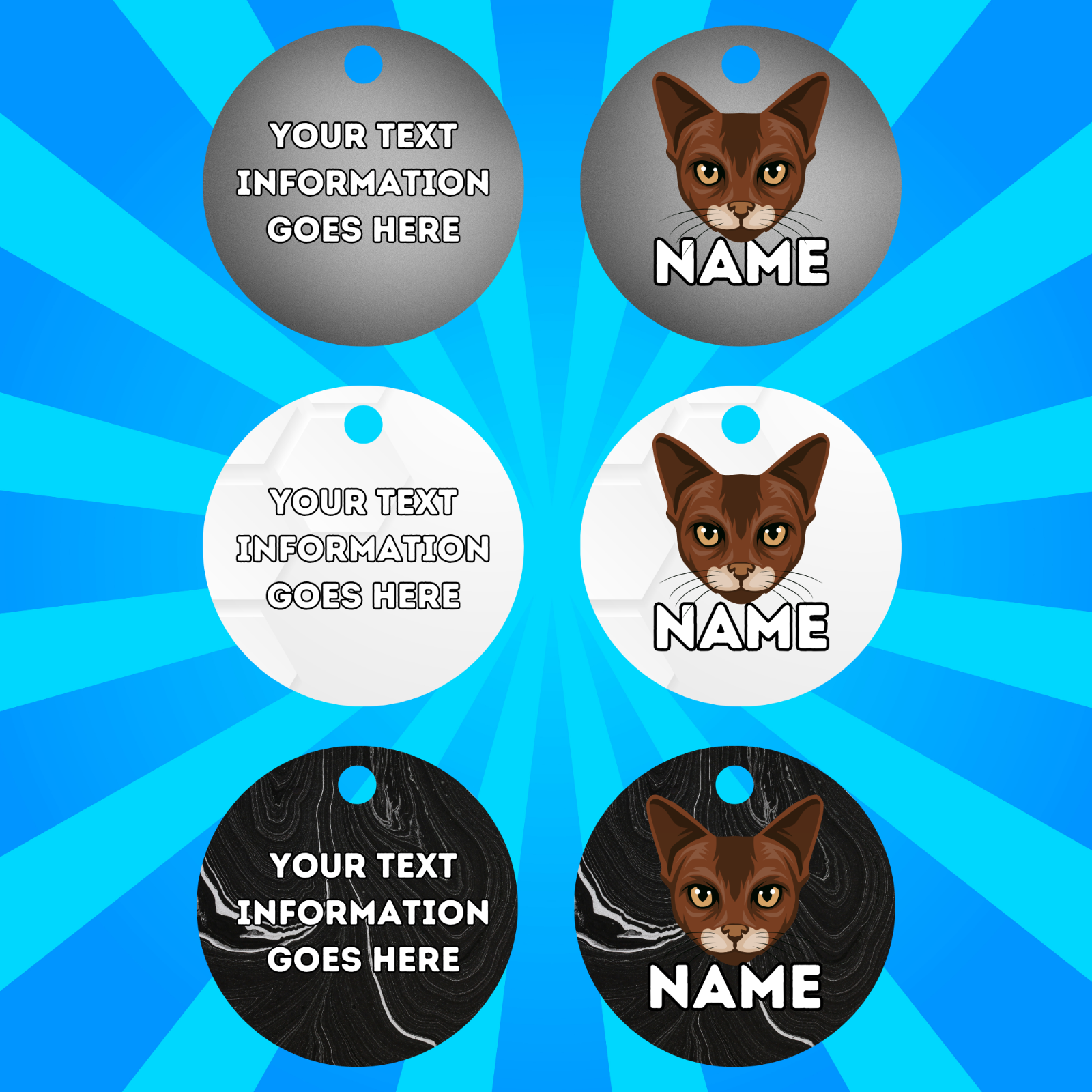 ABYSSINIAN Cat Tag Pet Personalised Your Own Photo Round