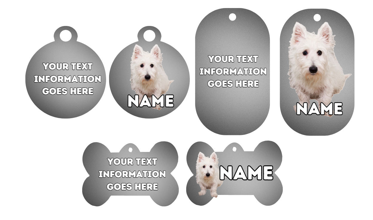 WESTIE  Dog Personalised Your Own Photo Round Dog Bone, Military Tag