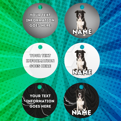 BORDER COLLIE TAG Dog Pet Personalised Your Own Photo Round