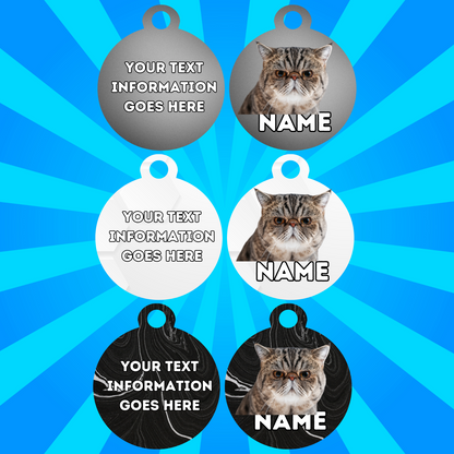 EXOTIC SHORTHAIR Cat Pet Personalised Own Photo Round, Dog Bone, Military Tag