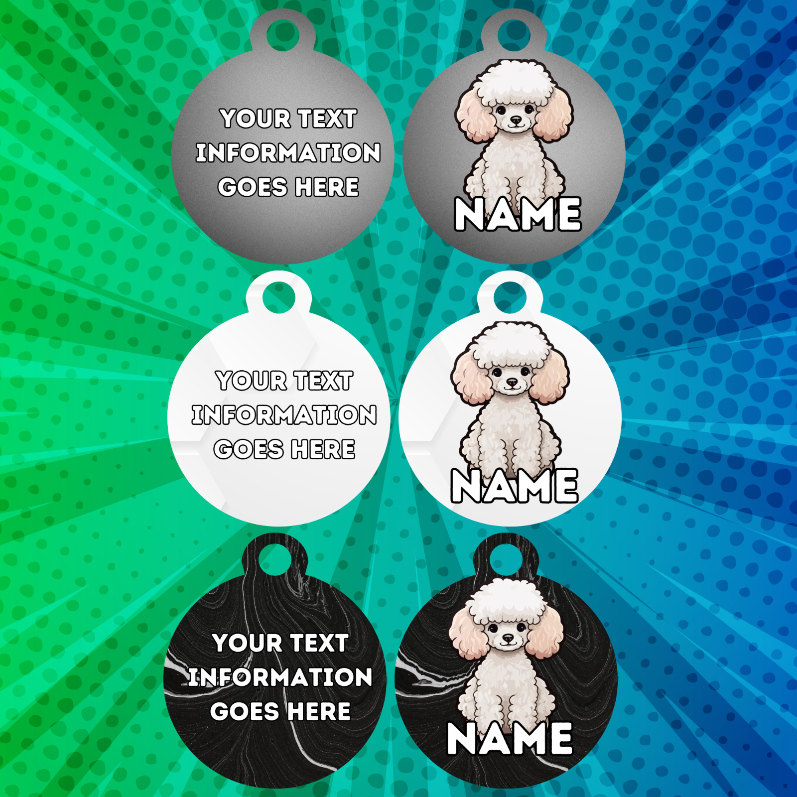 TOY POODLE Fold Tag Pet Personalised Your Own Photo Rounded