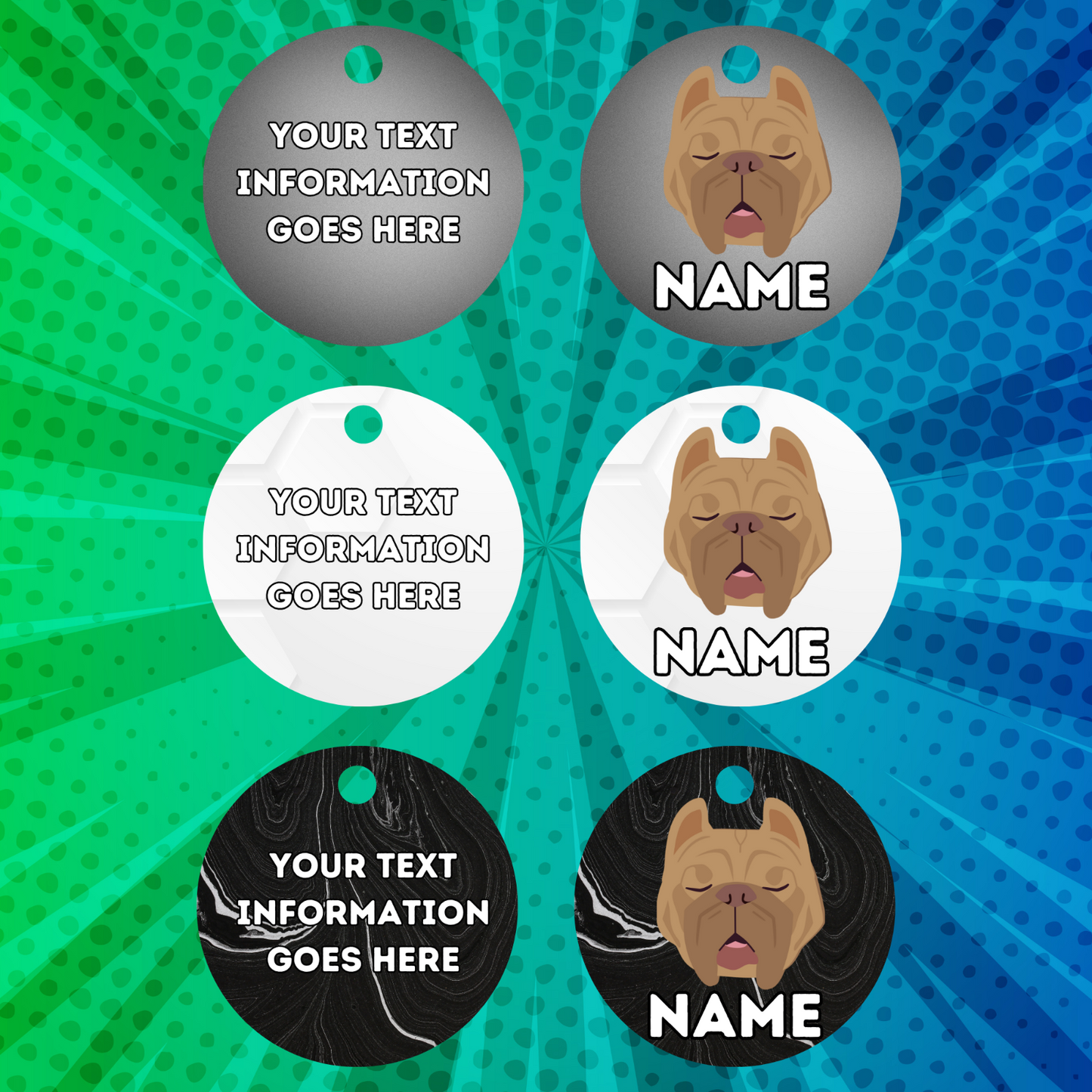 AMERICAN STAFFY TAG Dog Pet Personalised Your Own Photo Round