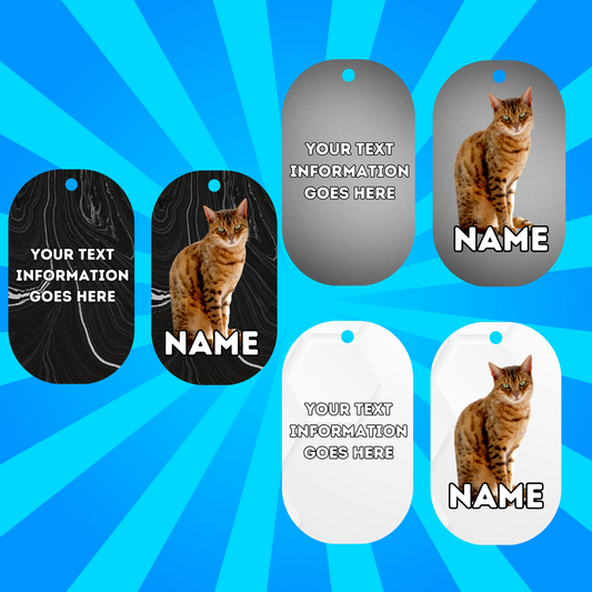 BENGAL Cat Tag Pet Personalised Your Own Photo Military Style Tag