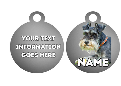 MINIATURE SCHNAUZER Cat Personalised Your Own Photo Round Dog Bone, Military Tag